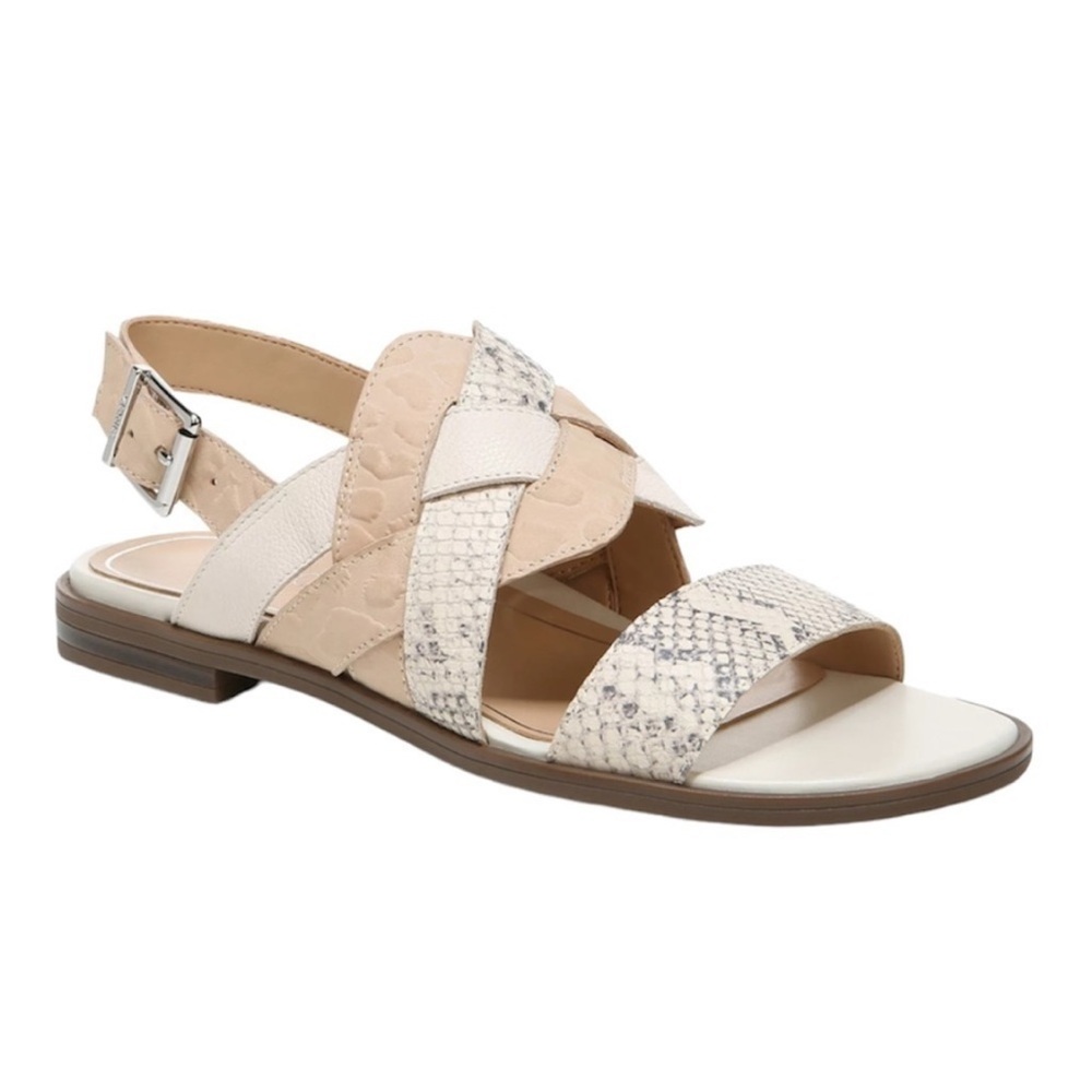 Vionic Womens Kendra Cream Leather Snake Embossed Slingback Size 6.5